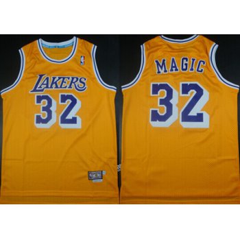 Los Angeles Lakers #32 Magic Nickname Yellow Swingman Throwback Jersey