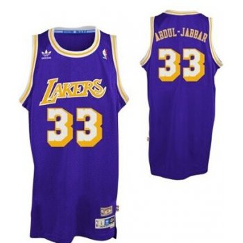 Los Angeles Lakers #33 Kareem Abdul-Jabbar Purple Swingman Throwback Jersey