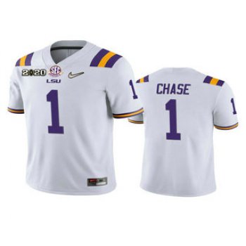 Men's LSU Tigers #1 Ja'Marr Chase White 2020 National Championship Game Jersey