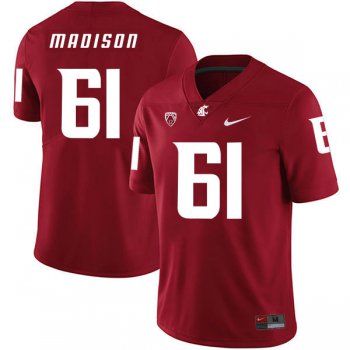 Washington State Cougars 61 Cole Madison Red College Football Jersey