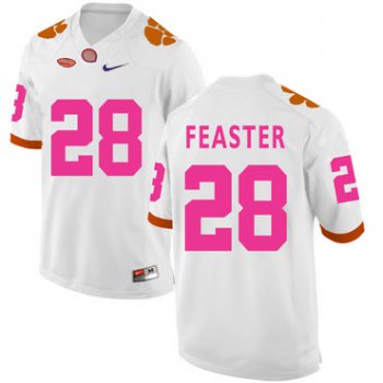 Clemson Tigers 28 Tavien Feaster White Breast Cancer Awareness College Football Jersey