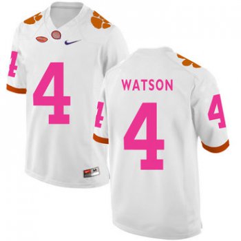 Clemson Tigers 4 Deshaun Watson White Breast Cancer Awareness College Football Jersey