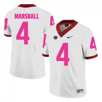 Georgia Bulldogs 4 Keith Marshall White Breast Cancer Awareness College Football Jersey