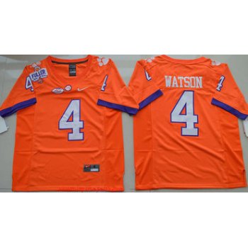 Men's Clemson Tigers #4 Deshaun Watson Orange Stitched NCAA Nike 2016 College Football Jersey