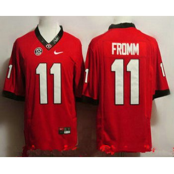 Men's Georgia Bulldogs #11 Jake Fromm Red Limited College Football Stitched Nike NCAA Jersey