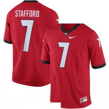 Men's Georgia Bulldogs #7 Matthew Stafford Red Stitched College Football 2016 Nike NCAA Jersey