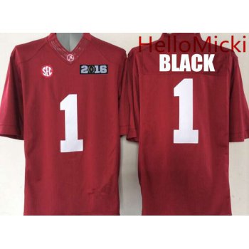 Men's Alabama Crimson Tide #1 Chris Black Red 2016 BCS patch College Football Nike Limited Jersey