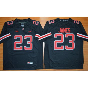 Men's Ohio State Buckeyes #23 Lebron James Black With Red 2015 College Football Nike Limited Jersey