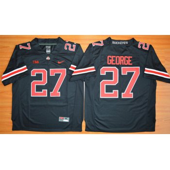 Men's Ohio State Buckeyes #27 Eddie George Black With Red 2015 College Football Nike Limited Jersey