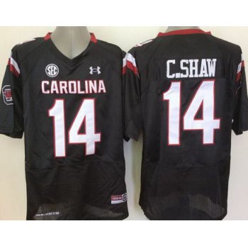 Men's South Carolina Gamecocks #14 Connor Shaw Black NCAA Football Under Armour Jersey