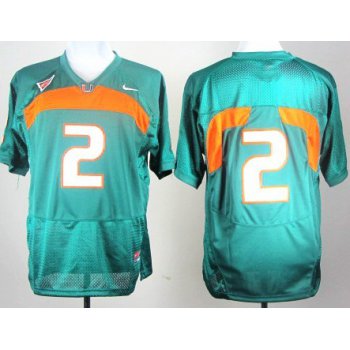 Miami Hurricanes #2 With No Name Green Jersey