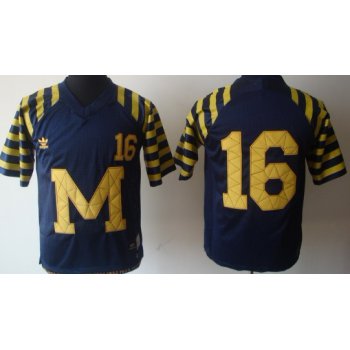 Michigan Wolverines #16 Denard Robinson Navy Blue Throwback Jersey
