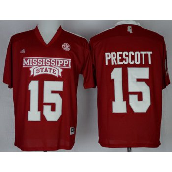 Mississippi State Bulldogs #15 Dak Prescott 2014 Red Jersey