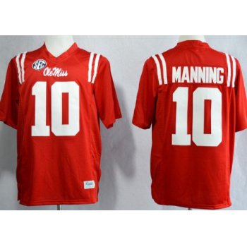 Ole Miss Rebels #10 Eli Manning 2013 Red Jersey