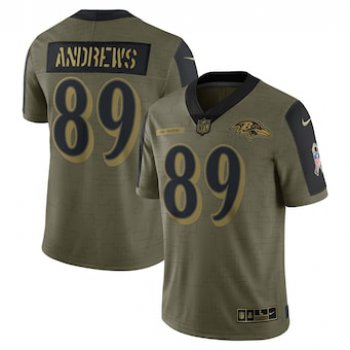 Men's Baltimore Ravens #89 Mark Andrews Nike Olive 2021 Salute To Service Limited Player Jersey