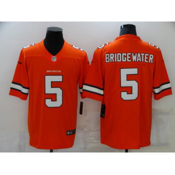 Men's Denver Broncos #5 Teddy Bridgewater Orange 2021 Color Rush Stitched NFL Nike Limited Jerse