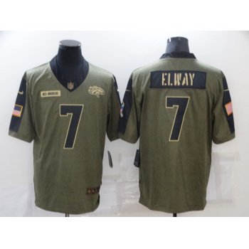 Men's Denver Broncos #7 John Elway Nike Olive 2021 Salute To Service Retired Player Limited Jersey