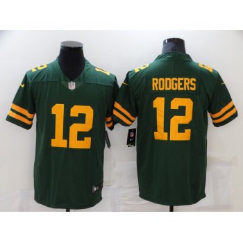 Men's Green Bay Packers #12 Aaron Rodgers Green Yellow 2021 Vapor Untouchable Stitched NFL Nike Limited Jersey