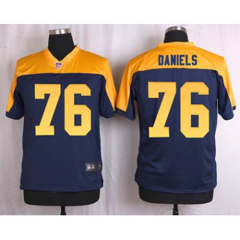 Men's Green Bay Packers #76 Mike Daniels Navy Blue Gold Alternate NFL Nike Elite Jersey