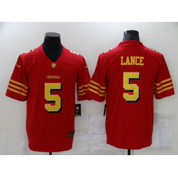 Men's San Francisco 49ers #5 Trey Lance Red Gold 2021 Vapor Untouchable Stitched NFL Nike Limited Jersey
