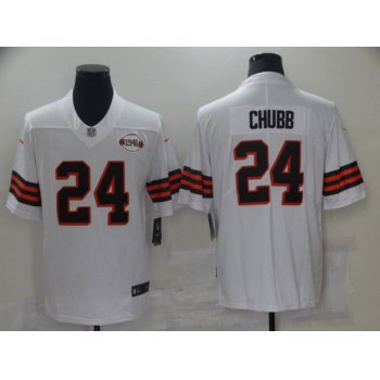 Men Cleveland Browns 24 Chubb White 1946 Nike Vapor Untouchable Limited 2021 NFL Jersey