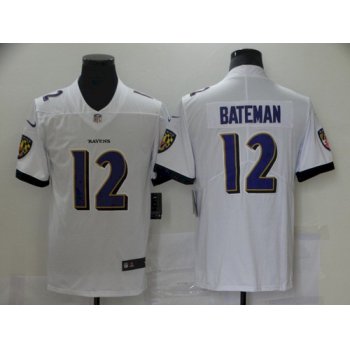 Men's Baltimore Ravens #12 Rashod Bateman White 2021 Draft Jersey