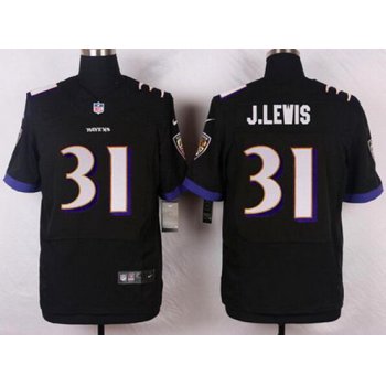Men's Baltimore Ravens #31 Jamal Lewis Black Retired Player NFL Nike Elite Jersey