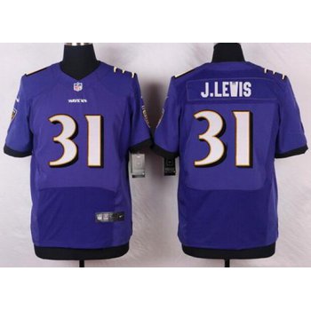 Men's Baltimore Ravens #31 Jamal Lewis Purple Retired Player NFL Nike Elite Jersey
