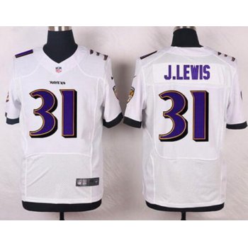 Men's Baltimore Ravens #31 Jamal Lewis White Retired Player NFL Nike Elite Jersey