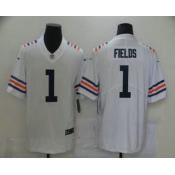Men's Chicago Bears #1 Justin Fields White 2021 Vapor Untouchable Stitched NFL Nike Alternate Classic Limited Jersey