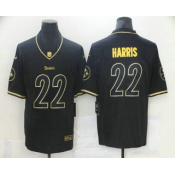Men's Pittsburgh Steelers #22 Najee Harris Black 100th Season Golden Edition Jersey
