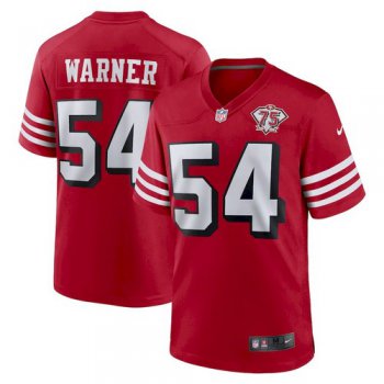 Men's San Francisco 49ers #54 Fred Warner Scarlet 75th Anniversary Red Jersey