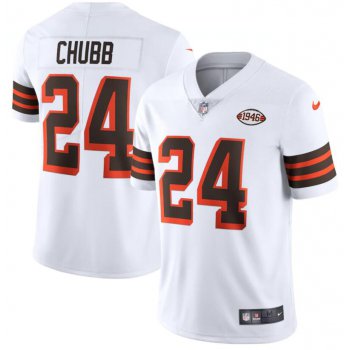 Nike Browns 24 Nick Chubb White 1946 Collection Alternate Vapor Limited Jersey