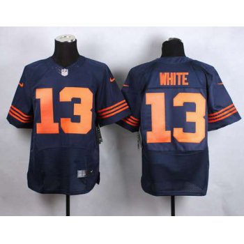 Men's Chicago Bears #13 Kevin White 2015 NFL Draft 7th Overall Pick Nike Navy Blue With Orange Elite Jersey