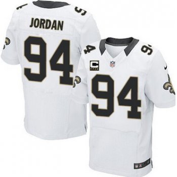 Men's New Orleans Saints #94 Cameron Jordan White Road C Patch NFL Nike Elite Jersey