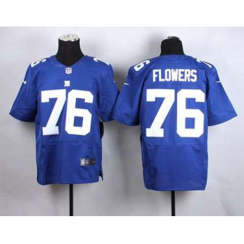 Men's New York Giants #76 Ereck Flowers Nike Blue Elite Jersey
