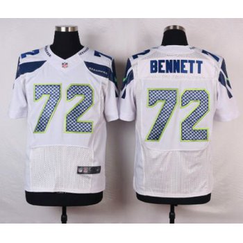 Men's Seattle Seahawks #72 Michael Bennett White Road NFL Nike Elite Jersey