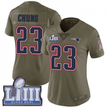 #23 Limited Patrick Chung Olive Nike NFL Women's Jersey New England Patriots 2017 Salute to Service Super Bowl LIII Bound