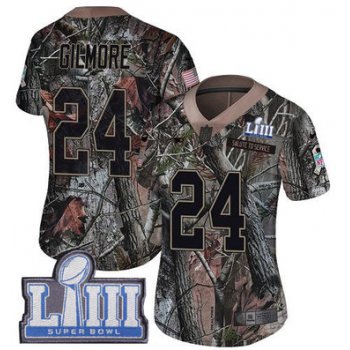 #24 Limited Stephon Gilmore Camo Nike NFL Women's Jersey New England Patriots Rush Realtree Super Bowl LIII Bound