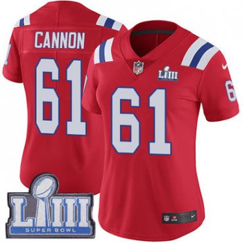 #61 Limited Marcus Cannon Red Nike NFL Alternate Women's Jersey New England Patriots Vapor Untouchable Super Bowl LIII Bound