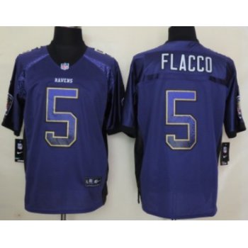 Nike Baltimore Ravens #5 Joe Flacco Drift Fashion Purple Elite Jersey