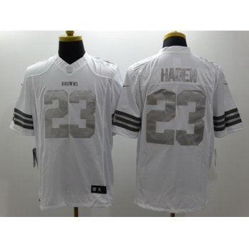 Nike Cleveland Browns #23 Joe Haden Platinum White Limited Jersey