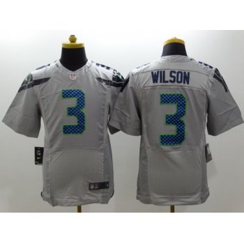 Nike Seattle Seahawks #3 Russell Wilson Gray Elite Jersey