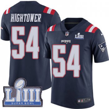 #54 Limited Dont'a Hightower Navy Blue Nike NFL Youth Jersey New England Patriots Rush Vapor Untouchable Super Bowl LIII Bound
