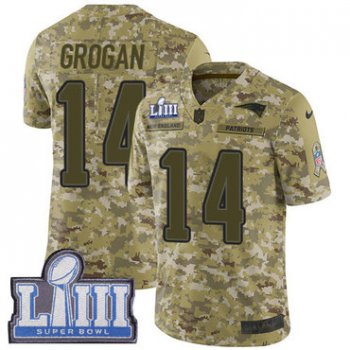 Youth New England Patriots #14 Steve Grogan Camo Nike NFL 2018 Salute to Service Super Bowl LIII Bound Limited Jersey