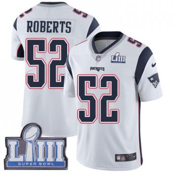 #52 Limited Elandon Roberts White Nike NFL Road Youth Jersey New England Patriots Vapor Untouchable Super Bowl LIII Bound