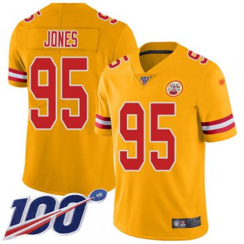 Nike Chiefs #95 Chris Jones Gold Men's Stitched NFL Limited Inverted Legend 100th Season Jersey