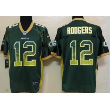 Nike Green Bay Packers #12 Aaron Rodgers Drift Fashion Green Elite Jersey