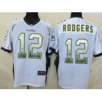 Nike Green Bay Packers #12 Aaron Rodgers Drift Fashion White Elite Jersey