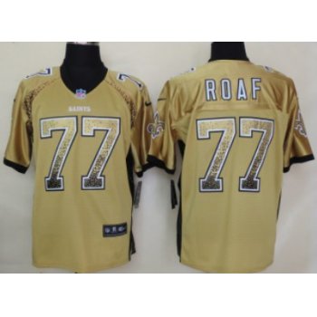 Nike New Orleans Saints #77 Willie Roaf Drift Fashion Gold Elite Jersey